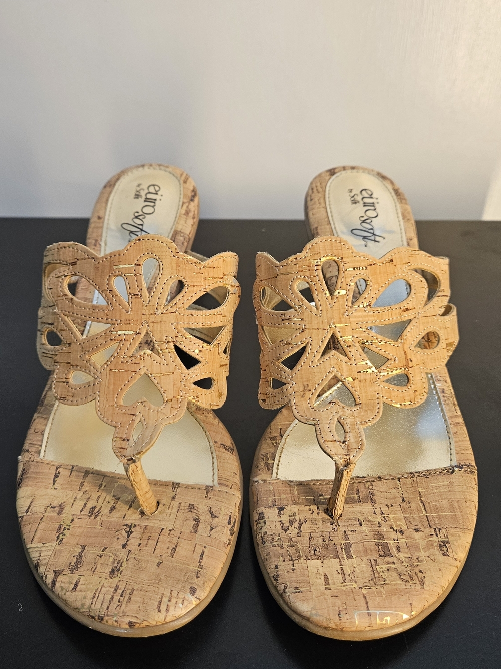 Eurosoft by Sofft Cork Heeled Sandals Thong Sandals